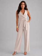 Women’s Sleeveless Wide-Leg Jumpsuit with Tie Waist