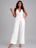 Women’s Sleeveless Wide-Leg Jumpsuit with Tie Waist