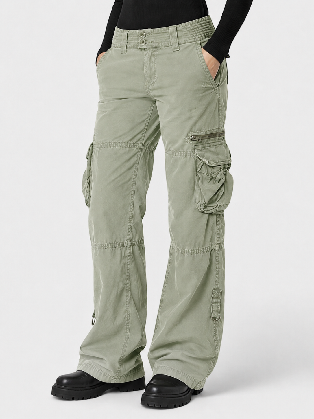 Women’s Straight-Leg Cargo Trousers with Flap Pockets