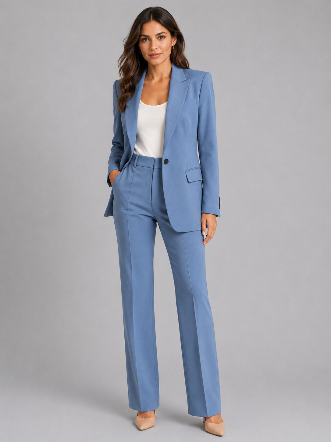 Women’s Tailored Blazer and Straight-Leg Trousers Set