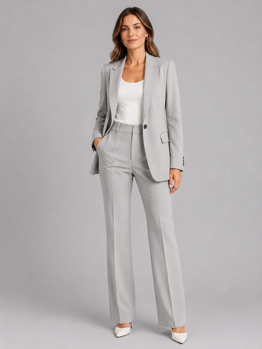 Women’s Tailored Blazer and Straight-Leg Trousers Set