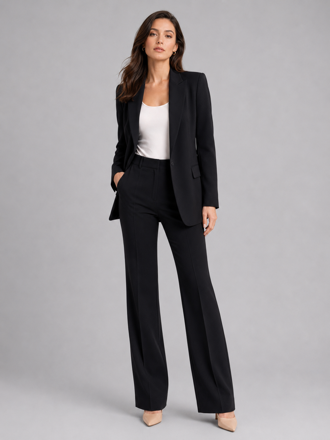 Women’s Tailored Blazer and Straight-Leg Trousers Set