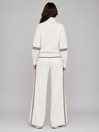 Women’s Two-Piece Lounge Set with Half Zip and Wide Leg Trousers