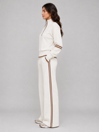 Women’s Two-Piece Lounge Set with Half Zip and Wide Leg Trousers