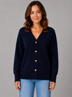 Women’s V-Neck Cardigan with Heart-Shaped Buttons
