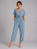 Women’s Wrap Front Top and Wide-Leg Trouser Set