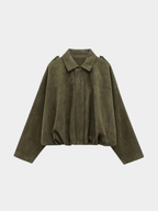 Women’s Zip-Front Bomber Jacket with Turn-Down Collar