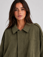 Women’s Zip-Front Bomber Jacket with Turn-Down Collar