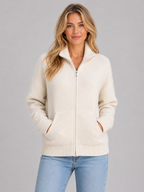 Women’s Zip Knit Cardigan with Funnel Neck