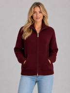 Women’s Zip Knit Cardigan with Funnel Neck