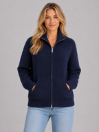 Women’s Zip Knit Cardigan with Funnel Neck